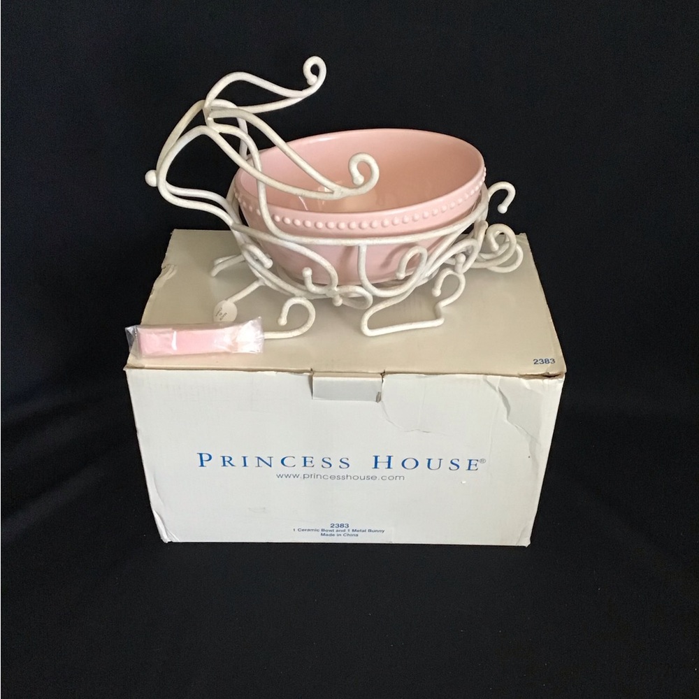 Princess House Metal Bunny and Ceramic Bowl